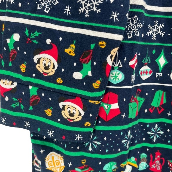 Disney Mickey Mouse Christmas Pajama Jumpsuit Footless Onesie Hooded Ears XXL - Picture 9 of 11
